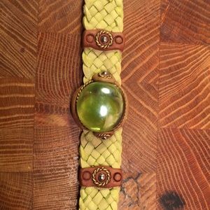 Glass and leather bracelet